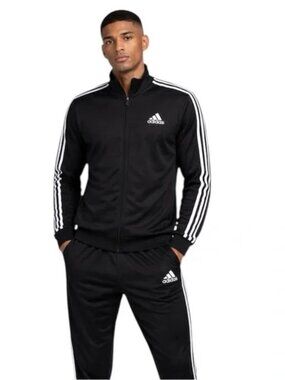 NEW Adidas Black/White Men's Tracksuit Size Medium Track Jacket & Pants Set